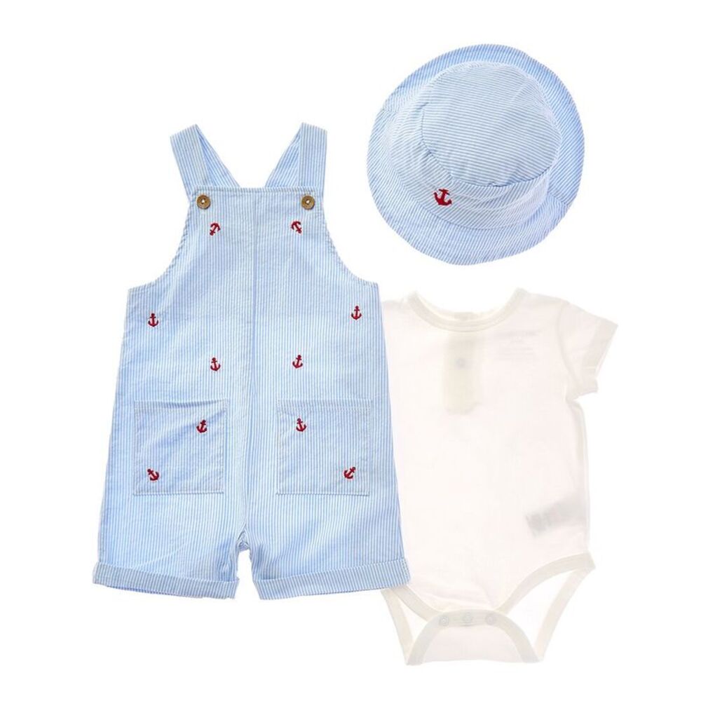 Shabby Chic Baby-Boys  3Pc Shortalls Set, Blue